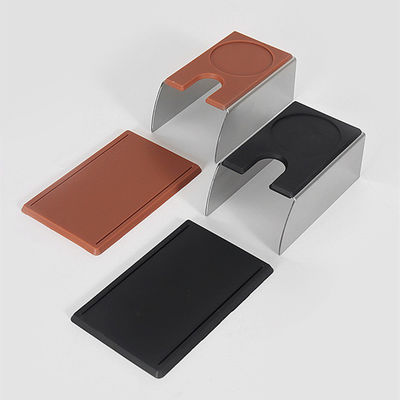 Station de manipulation d'espresso noir avec acier inoxydable écologique et type céramique à base de bois massif Aucun