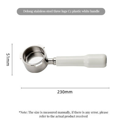 Portafiltre à expresso sans fond en acier inoxydable de 51 mm avec poignée en céramique et en bois