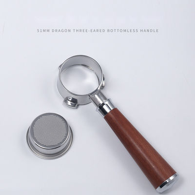 Portfiltre à café en bois en acier inoxydable 51 mm en céramique en bois massif