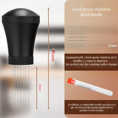 Outil distributeur d'aiguille d'espresso en acier inoxydable avec distributeur de mélange en céramique et support