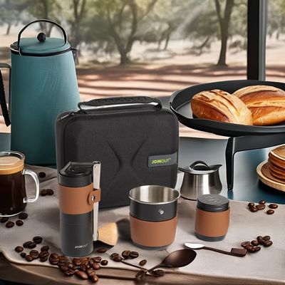 Set de café en acier inoxydable durable Conception compacte Broyeur à main portable en verre
