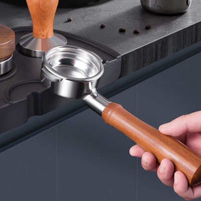 54 mm portafiltre nu sans fond avec poignée en bois Espresso portable édition argentée