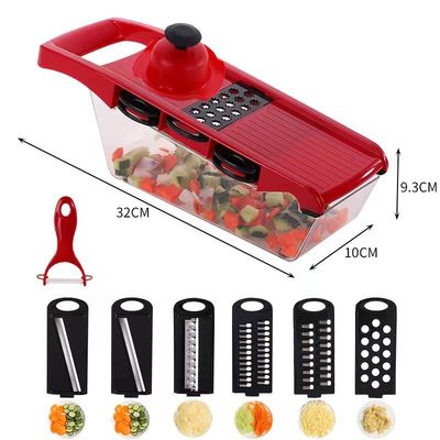 Essentiel de cuisine 16-en-1 Machine à trancher les légumes à la main en métal avec coupeuse de salade en bambou et en PP