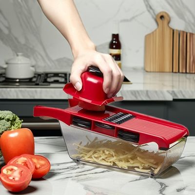 Essentiel de cuisine 16-en-1 Machine à trancher les légumes à la main en métal avec coupeuse de salade en bambou et en PP