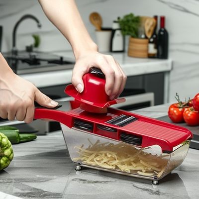 Obtenez des produits parfaitement tranchés avec 16 lames de bambou et d' acier inoxydable trancheur durable