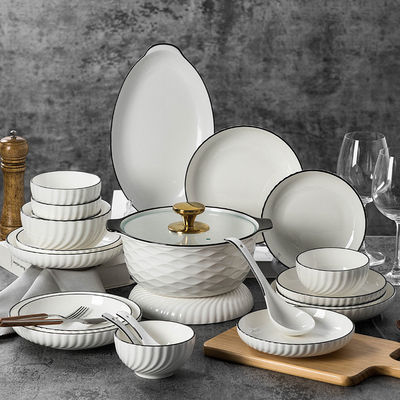 Accueil Hôtel Restaurant Mariages Porcelaine Céramique Blanc Plate Bowl Set Couleur personnalisée