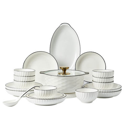 Accueil Hôtel Restaurant Mariages Porcelaine Céramique Blanc Plate Bowl Set Couleur personnalisée