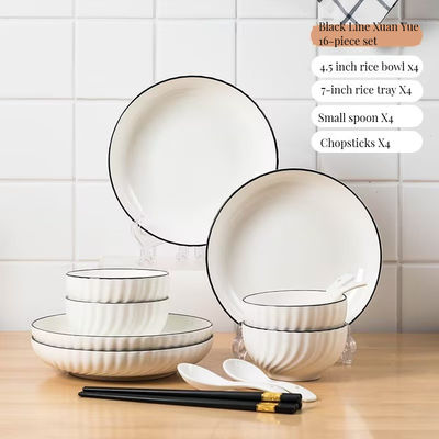 Accueil Hôtel Restaurant Mariages Porcelaine Céramique Blanc Plate Bowl Set Couleur personnalisée