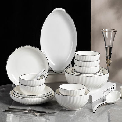 Accueil Hôtel Restaurant Mariages Porcelaine Céramique Blanc Plate Bowl Set Couleur personnalisée