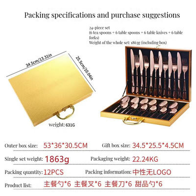 24 pièces en acier inoxydable pour les coupes de mariage de l' hôtel