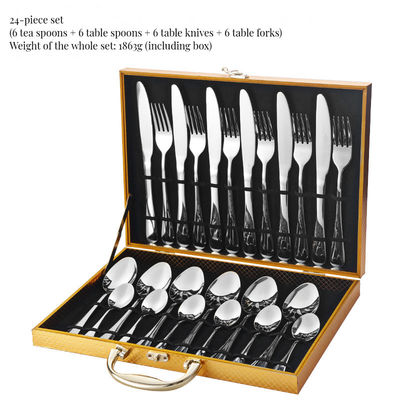 Ensemble de couverts en acier inoxydable durable 24 pièces pour les mariages à domicile
