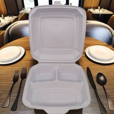 Boîtes à repas en plastique carré blanche empilés pour aller-retour conteneurs alimentaires avec couvercles de sécurité micro-ondes