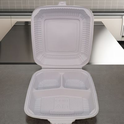 Boîtes à repas en plastique carré blanche empilés pour aller-retour conteneurs alimentaires avec couvercles de sécurité micro-ondes