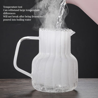 Bouilloire en verre à couvercle en bois rayé avec design classique Durable et résistant à la température