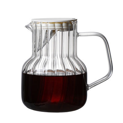 Bouilloire en verre à couvercle en bois rayé avec design classique Durable et résistant à la température