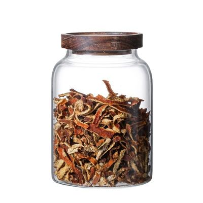 Grand bocal en verre avec couvercle en bois La meilleure façon de conserver les assaisonnements dans la cuisine