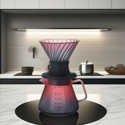 Ensemble de thé à café en verre borosilicate fait à la main avec filtre à café en acier inoxydable