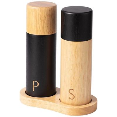 Logo personnalisé réglable 7 pouces de chêne de bois Sal et poivre moulin ensemble avec noyau en céramique