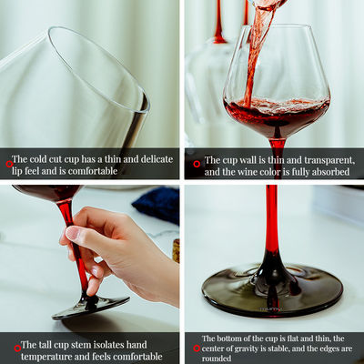 Flûtes de fond concaves à rayures verticales colorées VIN DE VIN avec tige NUL type céramique