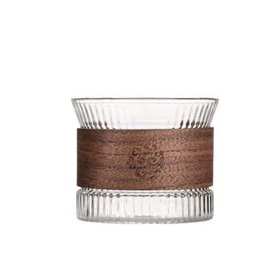 Coupe à thé en verre à haute teneur en borosilicate thermiquement isolée avec plateau en bois et capacité de 150 ml