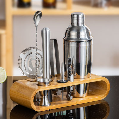 Kit de mélangeur de cocktails professionnel à 10 pièces avec outils de barre métallique