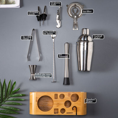 Kit de mélangeur de cocktails professionnel à 10 pièces avec outils de barre métallique