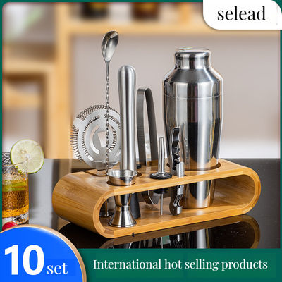 Kit de mélangeur de cocktails professionnel à 10 pièces avec outils de barre métallique
