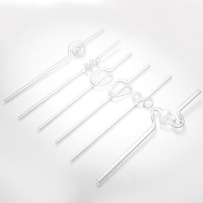 Boucles de verre transparentes à haute borosilicate, rondes, de 0,8*20 cm, en forme de barre courbe