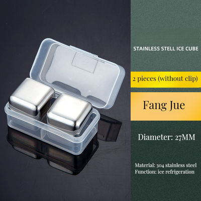 2 paquets de glaçons de whisky en acier inoxydable de 27 mm pierres réutilisables avec pinces en silicone