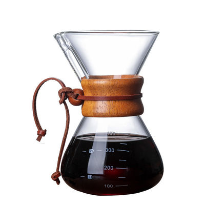 Stockage de la série classique 1 à 3 tasse de cou en bois versant-sur le fabricant de 6 tasses de filtre à café naturel verre versant thé ensemble