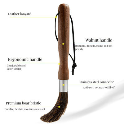 Accueil Cuisine Machine à café en bois Brosse à nettoyer avec poignée longue et cuillère à mesurer