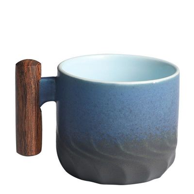 Cuillère à thé en céramique à os de poignée en bois pour le café ou le camping