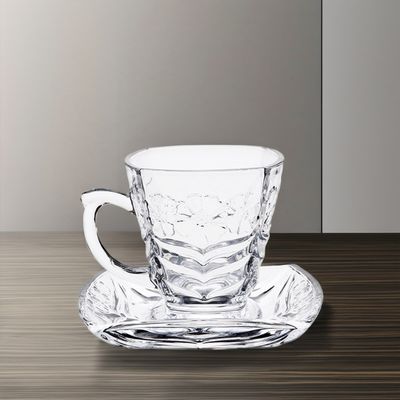 Conception classique des séries de thé et de café Plateaux en verre transparent avec poignées à motifs