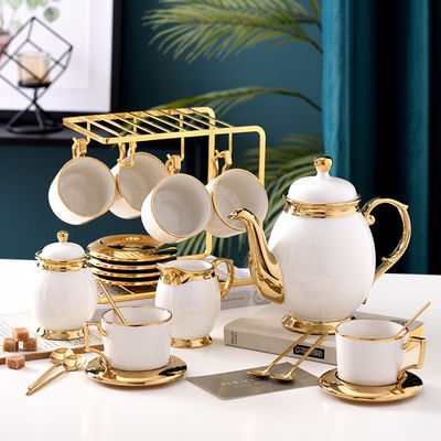 Coupe de café de luxe avec bordure d'or Ceramique Set de thé101 en acier inoxydable