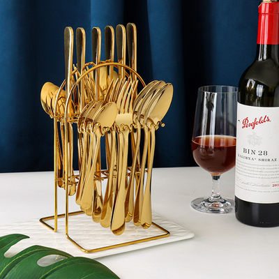 24 pièces ensemble de couverts en acier inoxydable or argent couteau cuillère fourchette