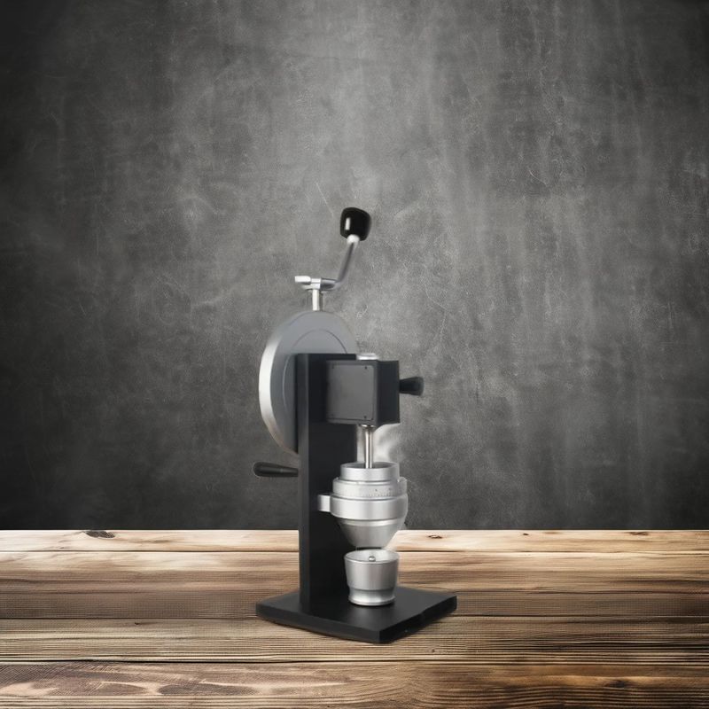 Moulin à grains de café manuel en aluminium de type métallique avec poignée de volant et broyeur italien