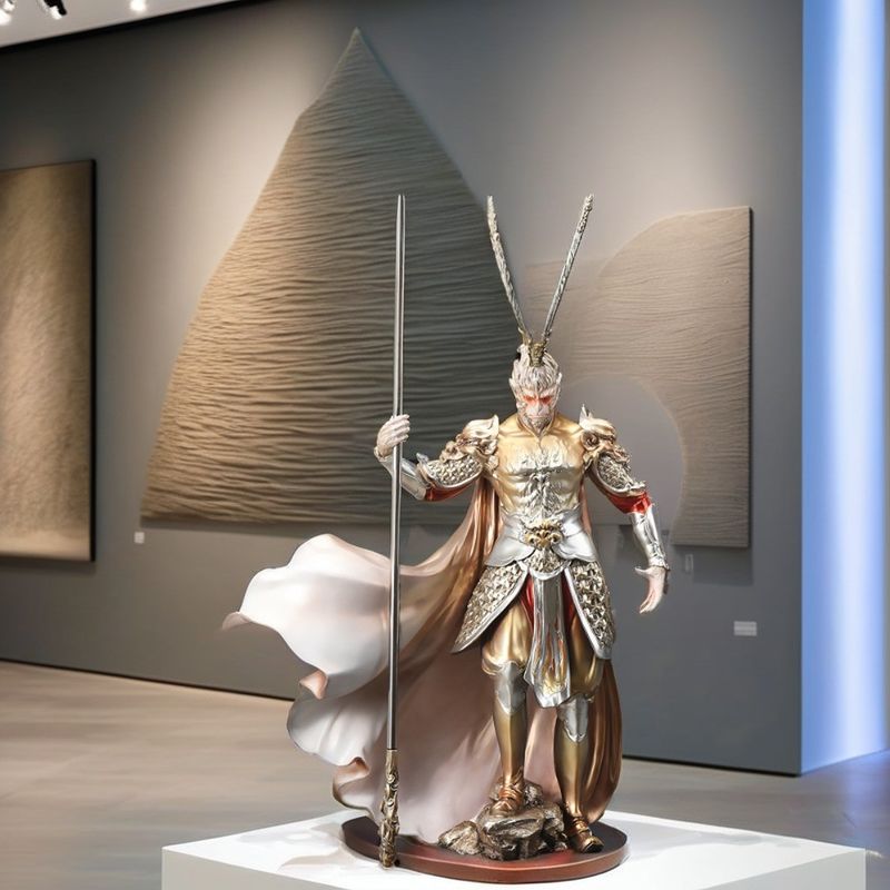 Accueil Ornement Mythologie Noire Le roi singe se bat contre la figure de Bouddha pour un design contemporain