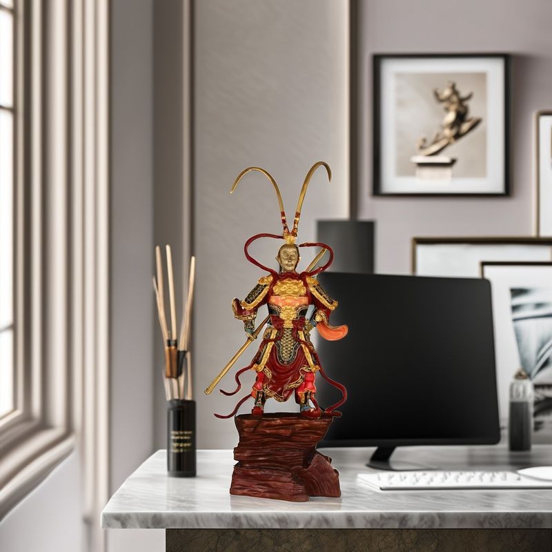 Personnalisé Black Myth Sun Wukong Figure en résine 3D métal contemporain Ornement de la corde dorée