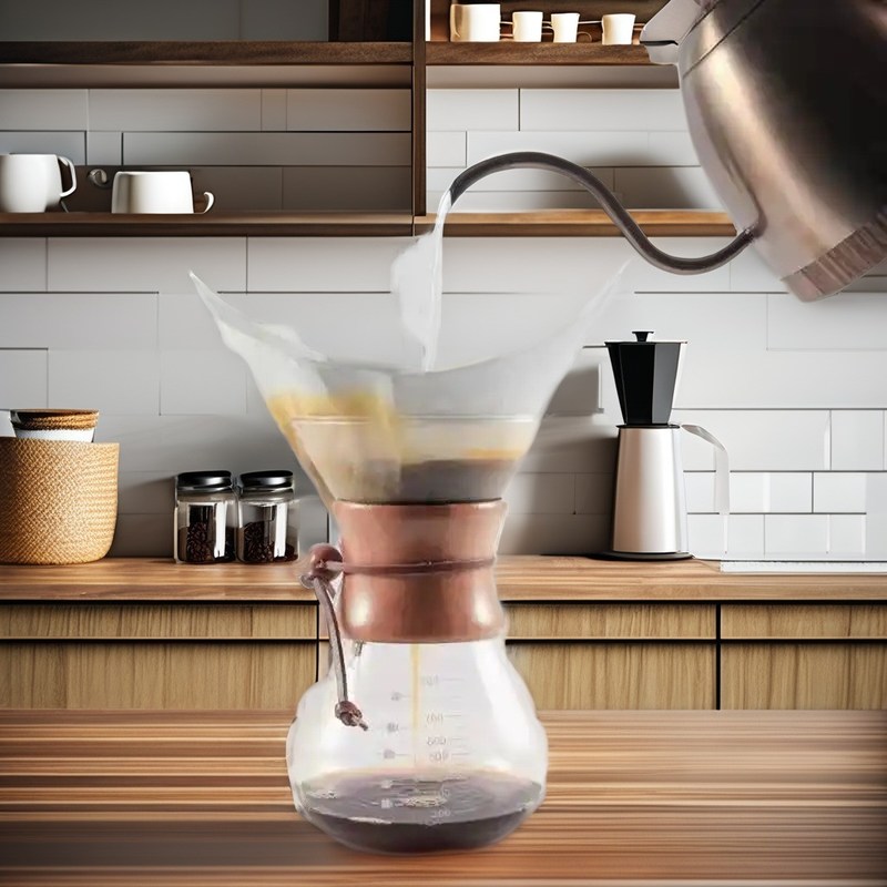 Pot de thé en verre en plastique avec conception en forme d'entonnoir et corde en acier inoxydable portable