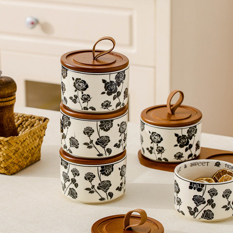 Contenant alimentaire Boîte en céramique pour bijoux Espéces de thé Miel dans un design vintage classique