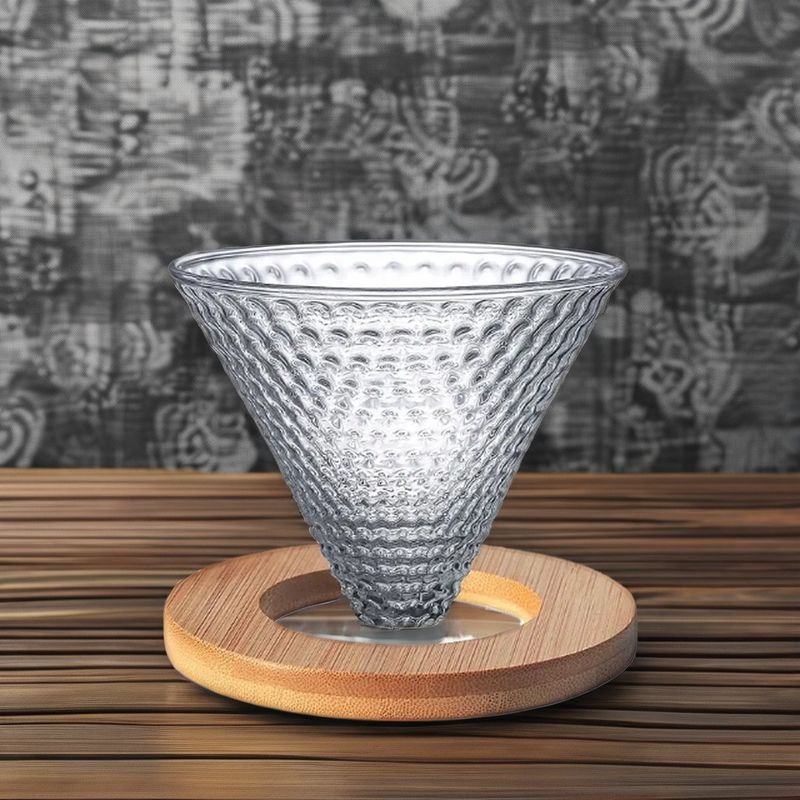 600 ml Partagez une cafetière en verre goutte à goutte avec poignée en bois résistante à la chaleur Versez sur la cafetière