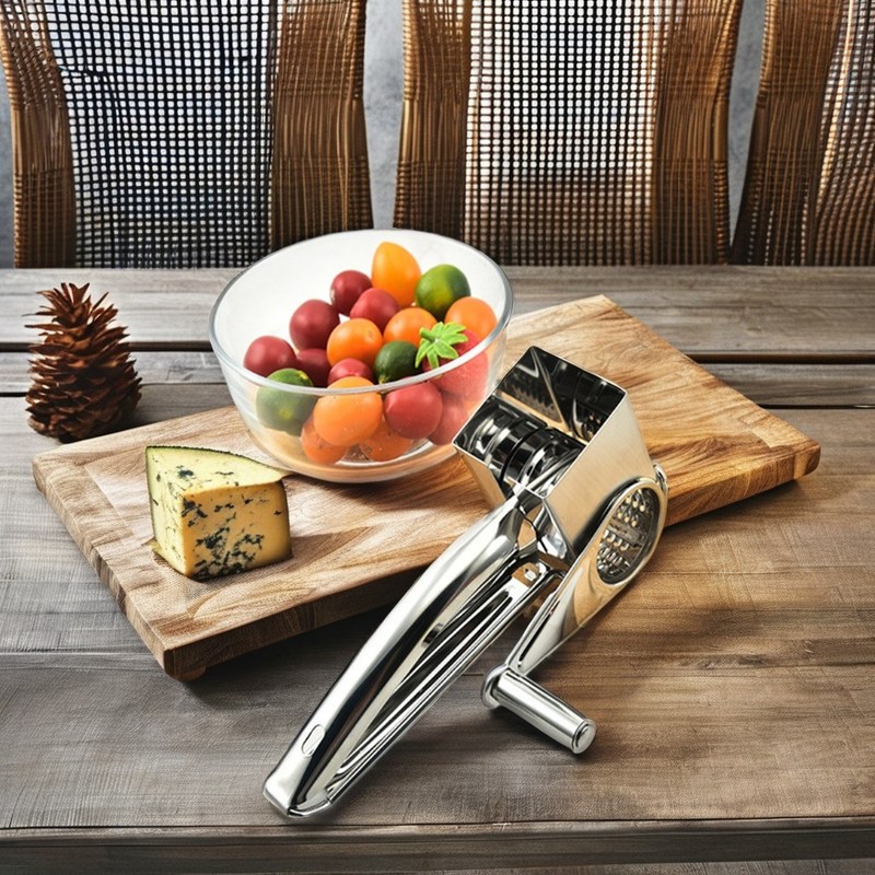 Facile à découper le fromage et gratter les noix en acier inoxydable à main avec 4 pièces jointes à tambour