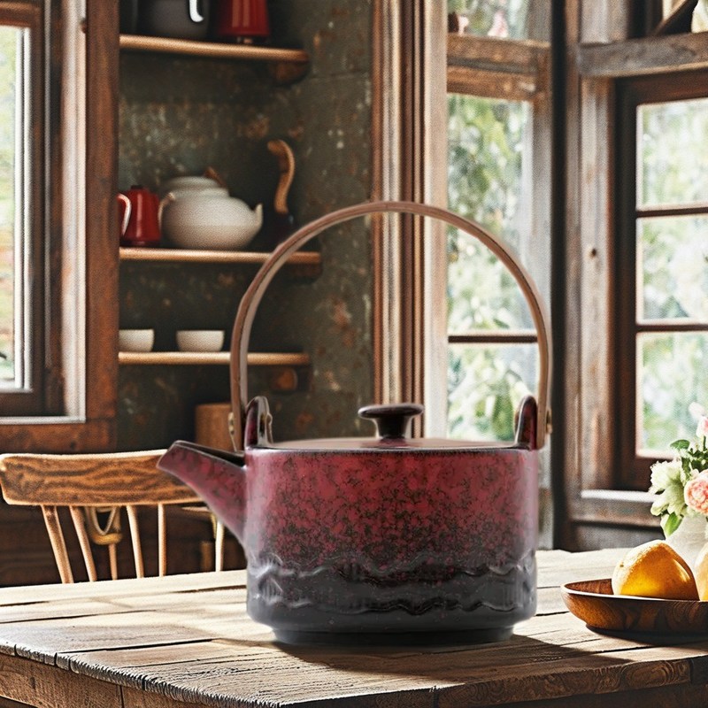 Puits de boisson stylé à pot unique en céramique Kung Fu Set de thé avec poignée de poutre de levage