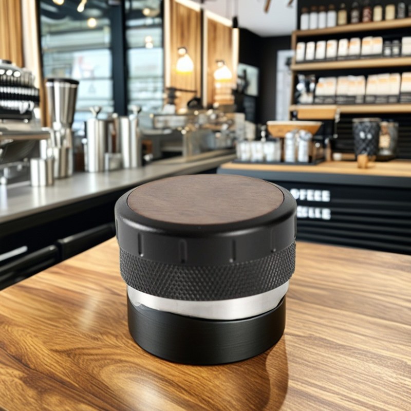 NO 51mm/53mm Taille réglable Espresso tamper avec bois de noix et conception en acier inoxydable