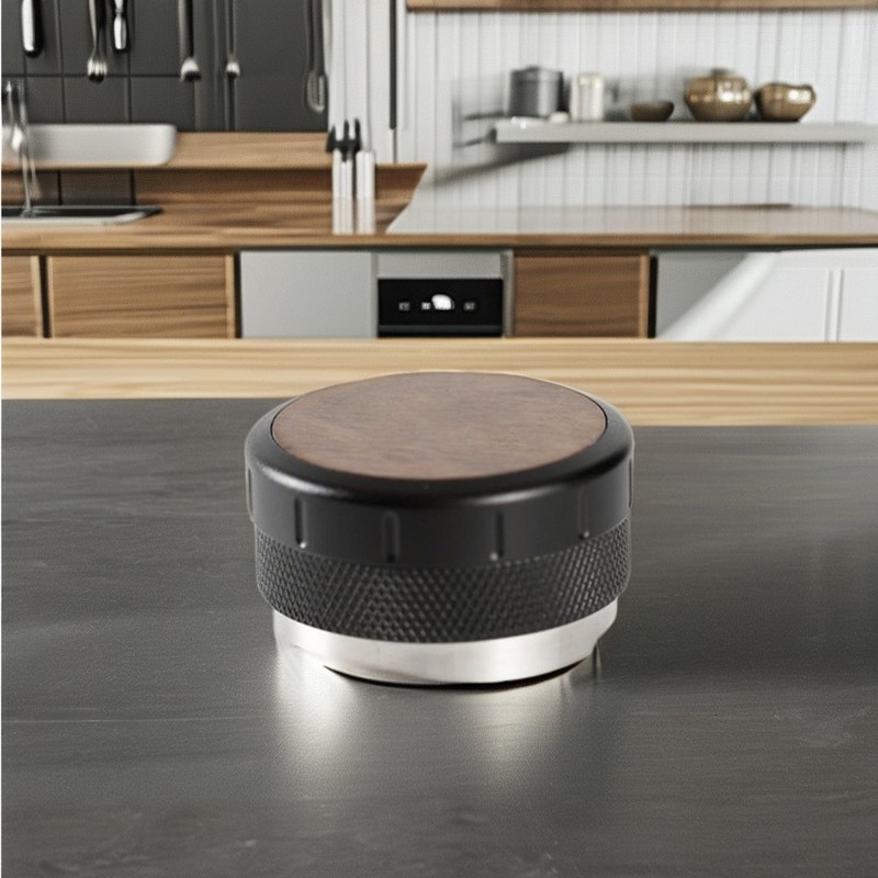 Taille réglable Espresso Tamper Style classique avec bois de noyer et base en acier inoxydable