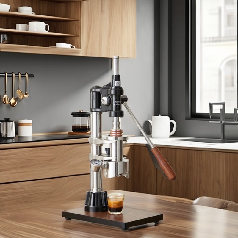 Machine à café à la maison avec logo laser noir Espresso Barista Outils et manomètre