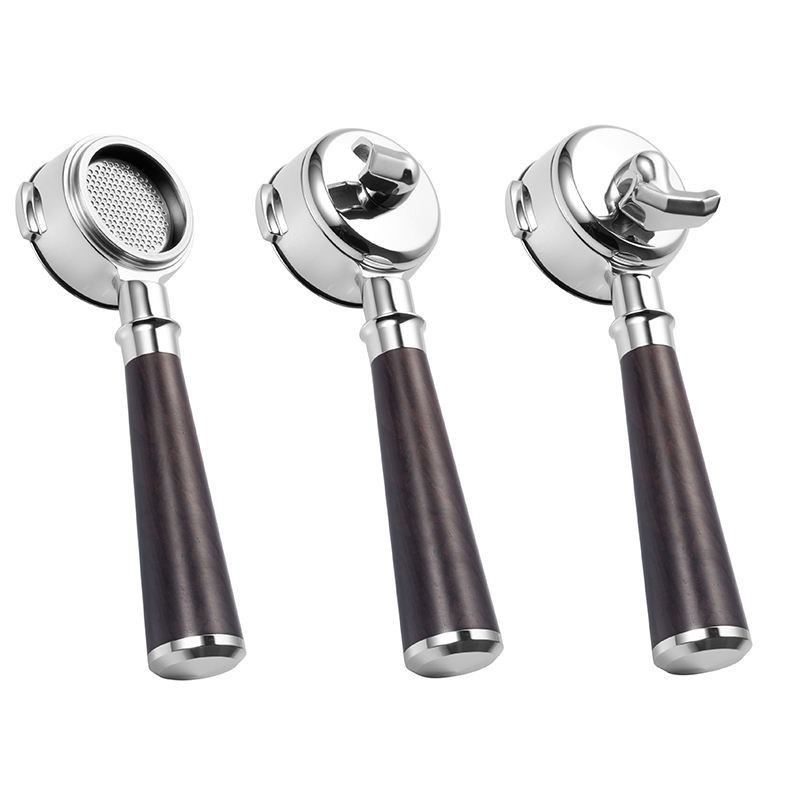 Porte-filtre de café réutilisable à double tuyau unique 2 tasses panier sans fond poignée en bois E61 Cuisine