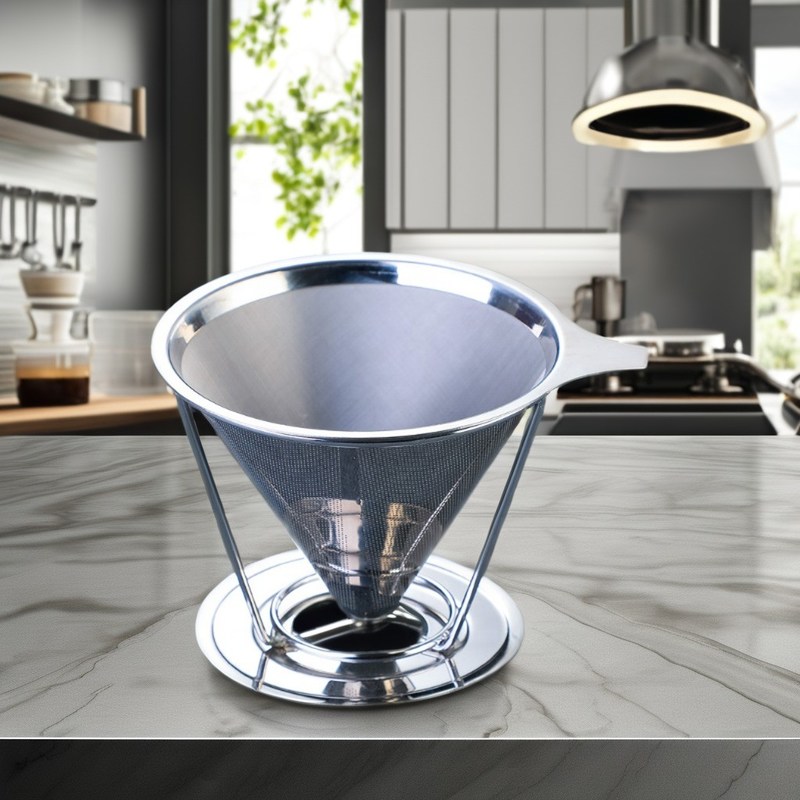 V6 verser sur des outils de café en acier inoxydable avec filtre à goutte à goutte en verre transparent