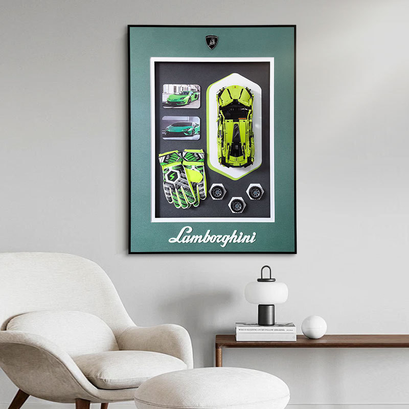 Modèles de maisons magnifiques Taille personnalisée Cadre d'affichage murale de voiture de sport de style post-moderne