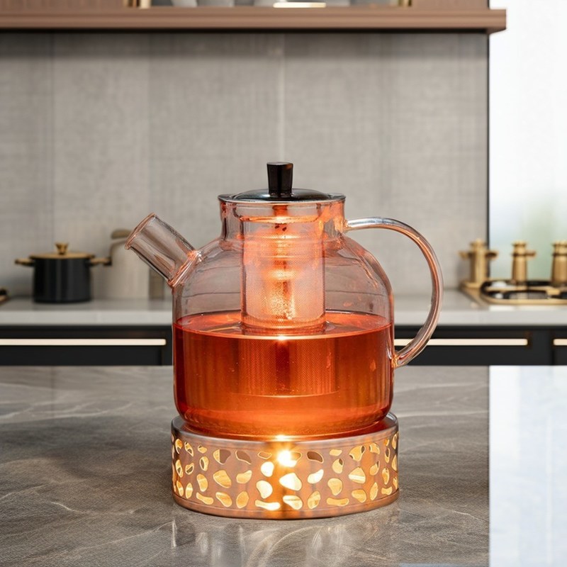 Modern Clear Glass Kettle Tea Cup Set avec une capacité de 1500 ml et un infuseur en acier inoxydable